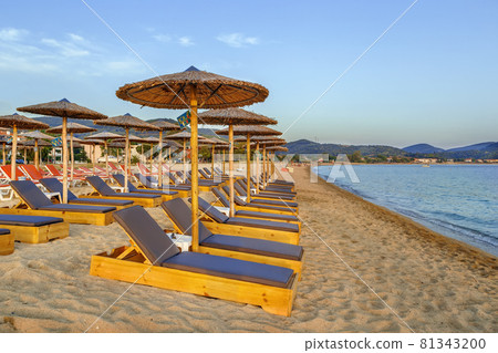 Thatched umbrellas, Chalkidiki, Greece 81343200