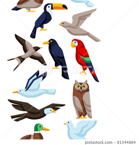 Seamless pattern with stylized birds. Image of wild birds in simple style. Seamless pattern with stylized birds. Image of wild birds in simple style. 81344864