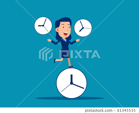 Business character holding clock. Time control vector illustration concept Business character holding clock. Time control vector illustration concept 81345535
