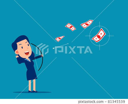 Young person aiming at the biggest banknote. Business vector illustration 81345539