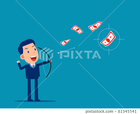 Young person aiming at the biggest banknote. Business vector illustration Young person aiming at the biggest banknote. Business vector illustration 81345541