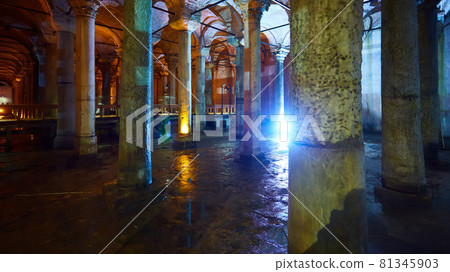 The Basilica Cistern - underground water reservoir build by Emperor Justinianus in 6th century, Istanbul, Turkey The Basilica Cistern - underground water reservoir build by Emperor Justinianus in 6th century, Istanbul, Turkey 81345903