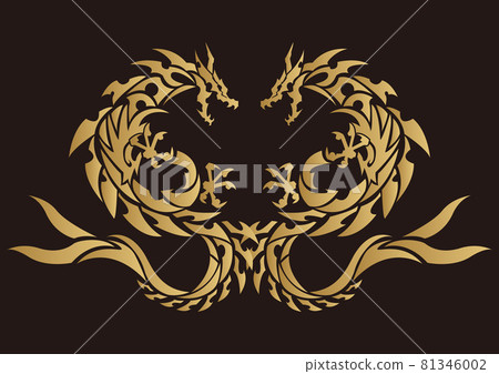 Tribal dragon. Material for stickers, embroidery and printing. 81346002