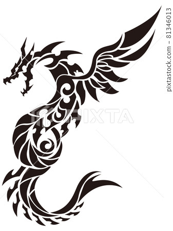 Tribal dragon. Material for stickers, embroidery and printing. 81346013