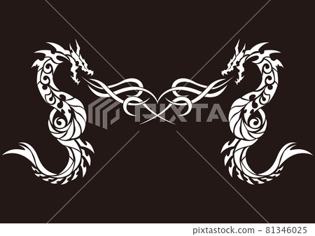 Tribal dragon. Material for stickers, embroidery and printing. 81346025
