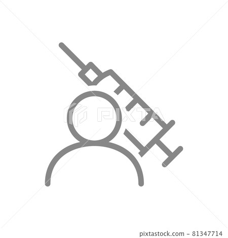 Medical syringe and user line icon. Medical staff, vaccination of the population, immunization 81347714