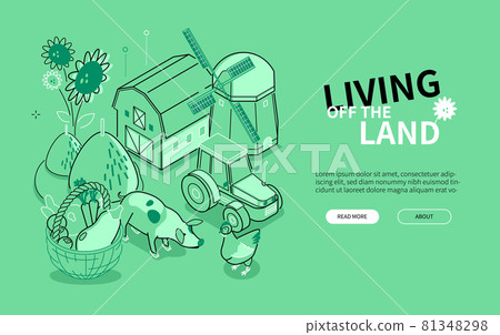 Living of the land - line design style isometric web banner Living of the land - line design style isometric web banner 81348298