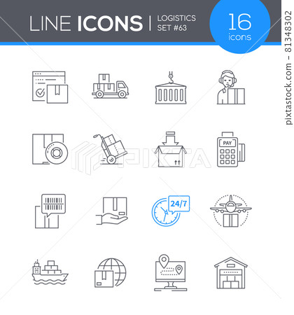 Logistics - modern line design style icon set Logistics - modern line design style icon set 81348302