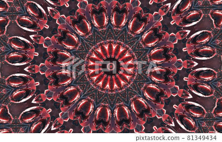 Cherry fruit dark wine texture background with geometric pattern design and kaleidoscope concept 81349434