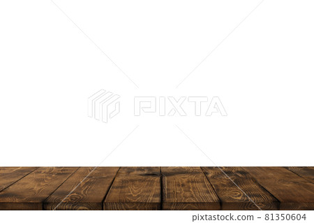 Wooden table background, Empty brown wooden table top for food display in kitchen, shop, store, cafe and restaurant backdrop, Wooden table top, counter, food shelf mockup, banner, template 81350604