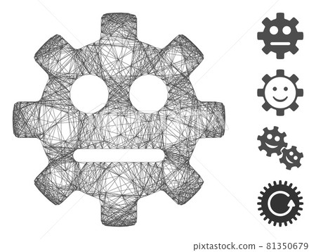 Hatched Gear Pity Smiley Vector Mesh Hatched Gear Pity Smiley Vector Mesh 81350679