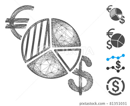 Linear Currency Pie Chart Vector Mesh Linear Currency Pie Chart Vector Mesh 81351031
