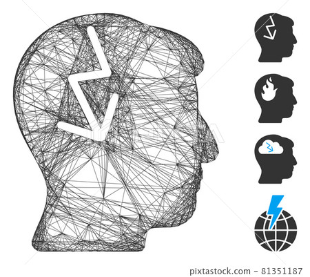 Hatched Brain Electric Strike Vector Mesh Hatched Brain Electric Strike Vector Mesh 81351187