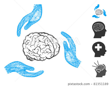 Hatched Brain Care Hands Vector Mesh Hatched Brain Care Hands Vector Mesh 81351189
