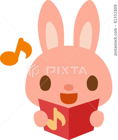 Rabbit chibi character illustration singing with sheet music (Christmas) 81352809