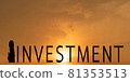 Investment business black silhouette font lettering  text sun orange wallpaper decoration business economy financial bank loan deposit saving rich wealth for idea freedom retirement holiday vacation 81353513