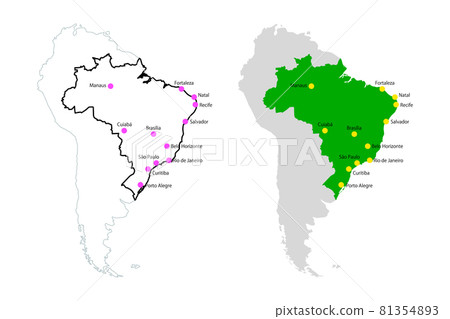 Brazil map, city name vector icon illustration white background material 81354893