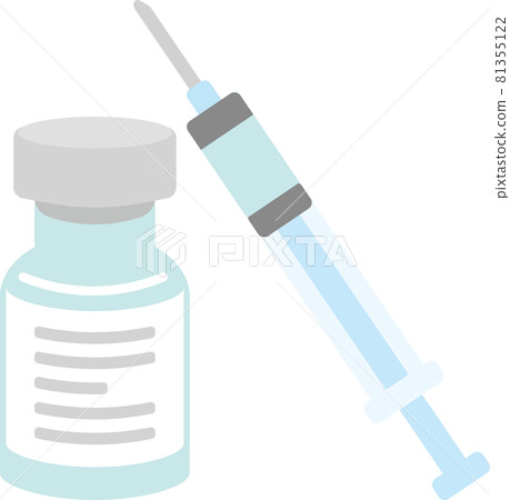 Illustration of vaccine and diagonal syringe Illustration of vaccine and diagonal syringe 81355122