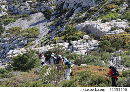 Alpinists heading for climbing 81355596