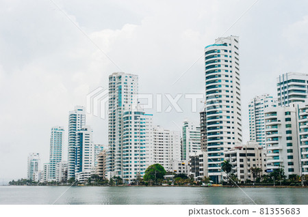 Cartagena de Indias, Bolivar, Colombia, 2021: View of Bocagrande hotels and commercial centers Cartagena de Indias, Bolivar, Colombia, 2021: View of Bocagrande hotels and commercial centers 81355683