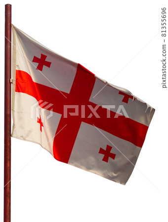 Flag of Georgia on flagpole against the sky 81355696