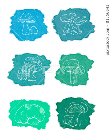 Hand drawn mushrooms watercolor doodles collection.. Hand drawn mushrooms watercolor doodles collection.. 81356643