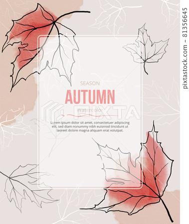 Autumn leaves watercolorbackground red seasonal doodle. Autumn leaves watercolorbackground red seasonal doodle. 81356645