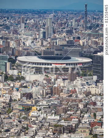 Tokyo bird's-eye view, cityscape, national stadium 81358465