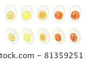 Illustration set of boiled eggs drawn with watercolor materials 81359251