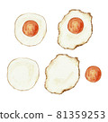 Fried egg illustration set drawn with watercolor materials 81359253