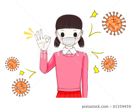Girl wearing a mask to prevent the virus Girl wearing a mask to prevent the virus 81359459