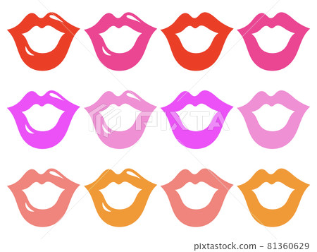 Flat kiss mark (lips) icon [open mouth ver.] 81360629