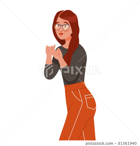Young Freckled Woman Character in Glasses Posing for Selfie Smiling for the Camera Vector Illustration Young Freckled Woman Character in Glasses Posing for Selfie Smiling for the Camera Vector Illustration 81361940