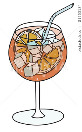 Stylish hand-drawn doodle cartoon style orange Aperol spritz cocktail in balloon glass. Vector illustration good for party card, posters, bar menu or alcohol cook book recipe Stylish hand-drawn doodle cartoon style orange Aperol spritz cocktail in balloon glass. Vector illustration good for party card, posters, bar menu or alcohol cook book recipe 81363184