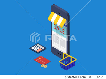 在網上商店購物！插圖素材 81363234