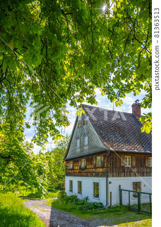 Old medieval mill in rural nature country. Czech rustic architecture. 81363513