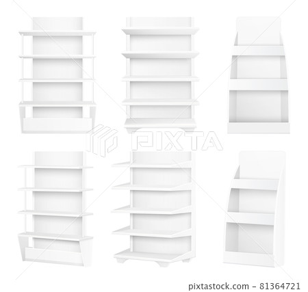 Modern Stylish Wooden Shelves Painted in White Set 81364721