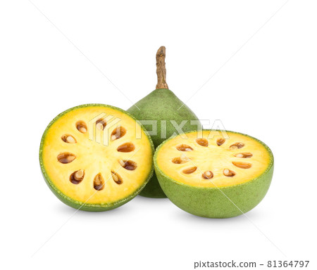 bael fruits or wood apple fruit (Aegle marmelos) on a white background bael fruits or wood apple fruit (Aegle marmelos) on a white background 81364797