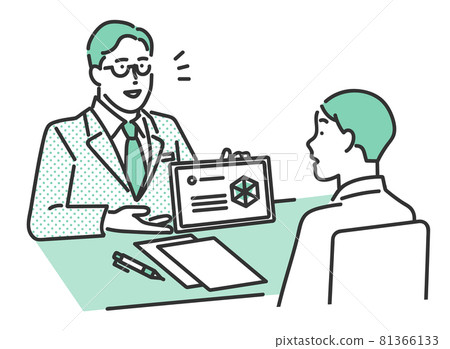 一名男子接受顧問解釋的插圖素材 81366133