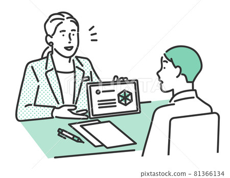 一名男子接受顧問解釋的插圖素材 81366134