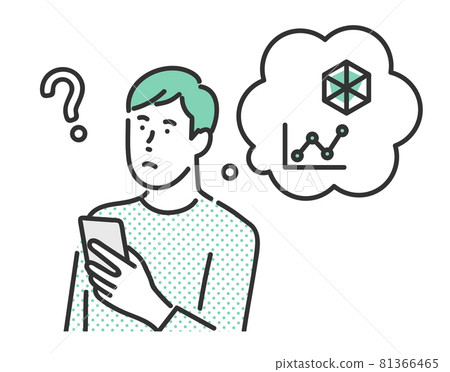 一個男人在智能手機上進行自我分析的圖像說明材料 一個男人在智能手機上進行自我分析的圖像說明材料 81366465