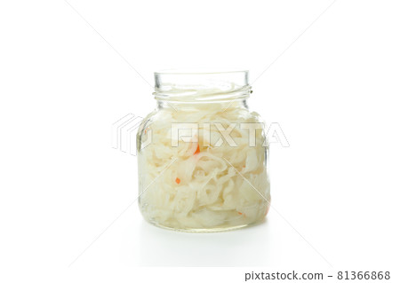 Jar of sauerkraut isolated on white background 81366868