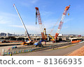 Construction site with large heavy machinery 81366935