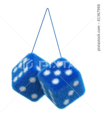Pair of fuzzy dices for cars on white background 3d rendering 81367998