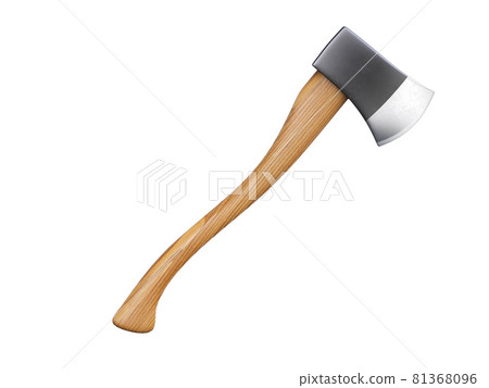 Axe with wooden handle isolated on white background 3d rendering 81368096