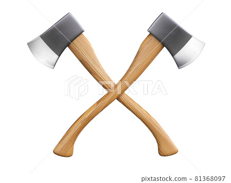 Crossed axes isolated on white background 3d rendering 81368097