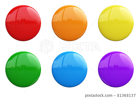 Colorful glossy badges, six pin badges with copy space 3d rendering Colorful glossy badges, six pin badges with copy space 3d rendering 81368137