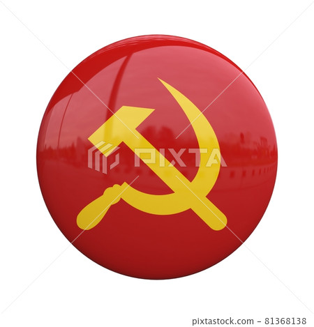 Communism badge, sickle and hammer pin 3d rendering Communism badge, sickle and hammer pin 3d rendering 81368138