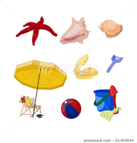 Summer holidays element beach icons set 81369044