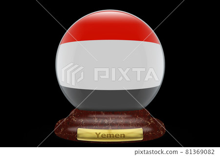 3D Flag of Yemen on snow globe 81369082